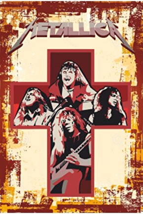 Metallica Dörtlü Retro Ahşap Poster