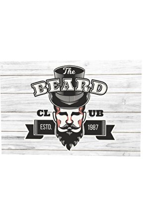 Centilmen Beyler Kulübü The Beard Ahşap Desenli Retro Vintage Ahşap Poster
