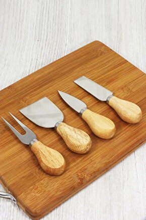 4lü Bambu Saplı Çelik Peynir Bıçağı