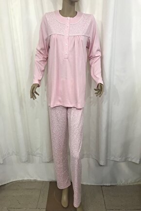 Nena Bayan Robalı Patlı Pijama Takım-14277-somon