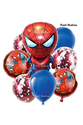 Spiderman Yıldız Balonlu Konsept Doğum Günü Balon Set Örümcek Adam Spiderman Balon Set