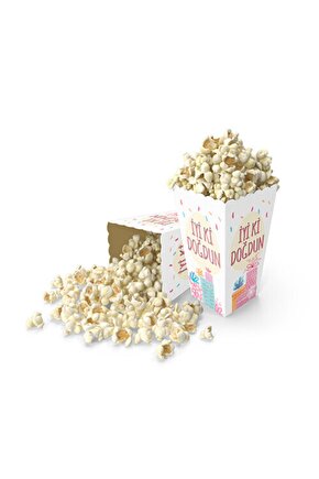 Iyi Ki Doğdun Soft Pembe Karton Popcorn Mısır Cips Kutusu 8 Adet