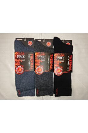 Erkek Kışlık Termal Havlu Düz Renk Çorap 3 Adet