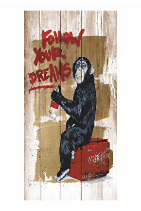 kola içen maymun hayalinin peşinden git ev dekorasyon tablo mini retro ahşap poster