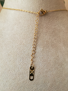 Kalp tasarim ince gold zincirli tasli kaliteli paslanmaz celik kolye Stainless stell