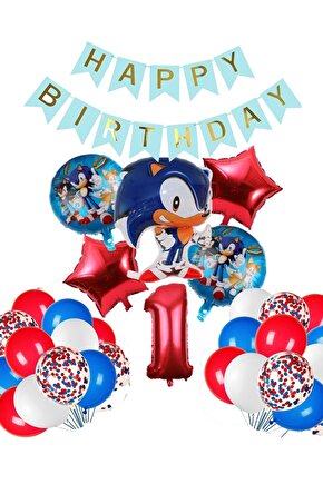 Sonic Tilki Konsept 1 Yaş Balon Set Sonic Doğum Günü Kırmızı Balon Set