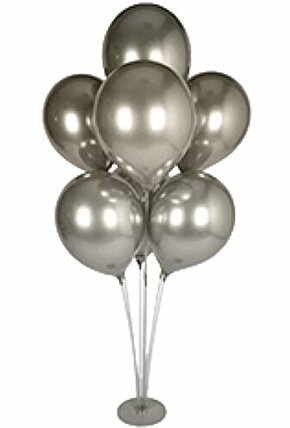 Metalik gümüş  Renkli   Balon Standı 7li 75 Cm KENDİNDEN GEÇMELİDİR