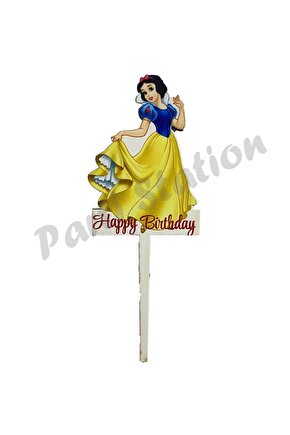 Pasta Üstü Ahşap Pamuk Prenses Büyük Kürdan Süs 12 cm Pamuk Prenses Konsept Doğum Günü Parti Malzeme