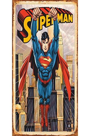 Superman Süper Kahramanlar Mini Retro Ahşap Poster