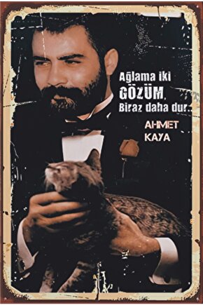 Ağlama Iki Gözüm Ahmet Kaya Retro Ahşap Poster