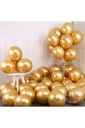 Gold Krom Balon Parlak Altın Renk Balon Yüksek Kaliteli Mirror Aynalı Balon 30cm (10 Adet)