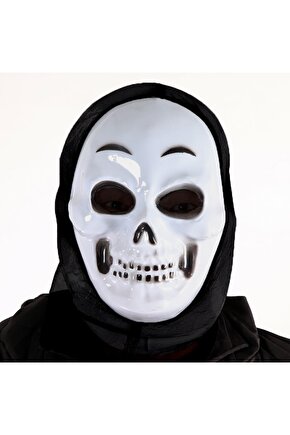 Parti Aksesuar Plastik Kuru Kafa Maskesi - Kapişonlu Iskelet Maskesi 27x20 Cm