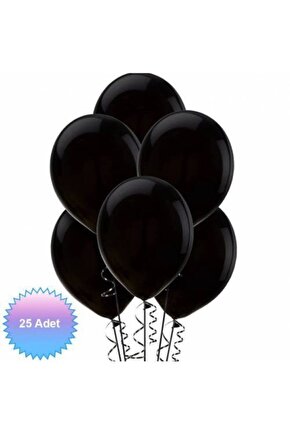 Pastel Balon 12  Inç Siyah Renk 25 Adet