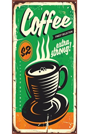 Coffee Kahve Temalı Mini Retro Ahşap Poster