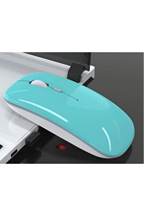 Turkuaz Şarjlı Kablosuz Mouse 2.4 Ghz 1600dpi E-1300