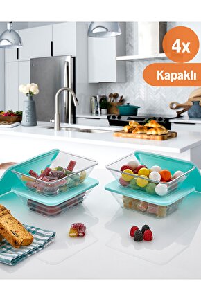 4lü Plastik Mini Mutfak Saklama Kabı Şekerlik Kahvaltılık Ve Çerezlik
