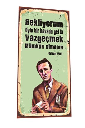 Orhan Veli Mini Retro Ahşap Poster