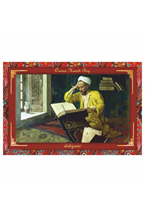osman hamdi bey ilahiyatçı tablosu otantik çerçeve görünümlü ahşap tablo