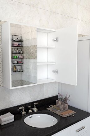2 Kapaklı Aynalı Banyo Dolabı Çok Amaçlı Banyo Dolabı