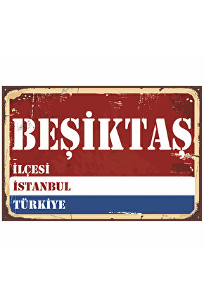 istanbul sokak tabelası retro ahşap poster