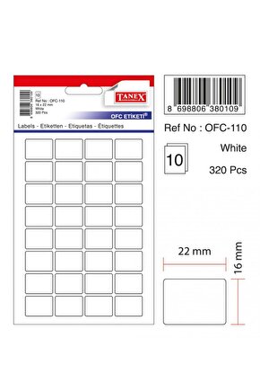 Beyaz Etiket Ölçü : 22×16 Mm Ofc-110