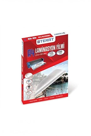 A4 Laminasyon Filmi Pvc 125 Micron 100 Lü Paket