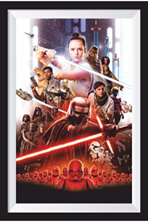 Star Wars Sinema Afişi Çerçeve Görünümlü Retro Ahşap Poster