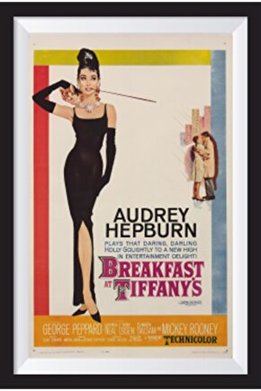 Audrey Hepburn Sinema Afişi Çerçeve Görünümlü Retro Ahşap Poster