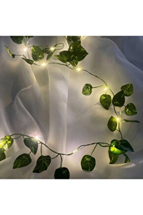 Dekoratif Yeşil Yapraklı Yapay 230cm Sarmaşık Ve 3mt Peri Led Gün Işığı