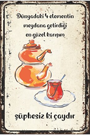 En Güzel Karışım Çay Mutfak Dekor Retro Ahşap Poster