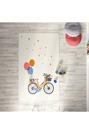 Mekta Home Renkli Bisiklet  Çocuk ve Bebek  Odası Halısı MKTH-167