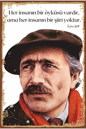 Özdemir Aşas Şiiri Retro Ahşap Poster