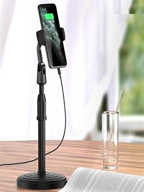 TunTun 360 Derece Döndürülebilir Masaüstü Teleskopik Telefon - Mikrofon Standı Telefon Tutucu
