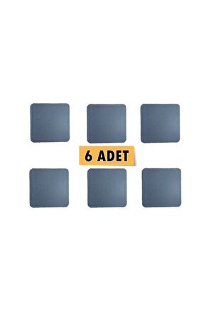 6 Adet Bardak Altlığı Antrasit 10x10 Cm Kare Suni Deri Kaydırmaz, Su Emmez 1.2 Mm Kalınlık