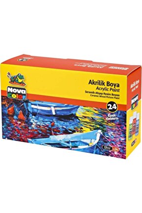 NC-2009 AKRİLİK BOYA 17ML 24 LÜ (Kağıt Tuval Ahşap Cam Duvar Metal Boyama)