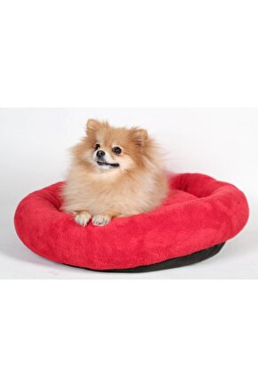 Kırmızı Yumuşak Peluş Kedi Yatağı-köpek Yatağı