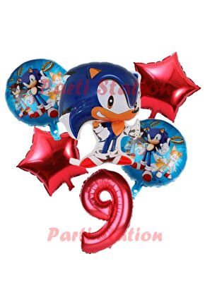 Sonic Tilki Konsept 9 Yaş Balon Set Sonic Doğum Günü Balon Set