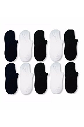 1. Kalite 10lu Paket Siyah Beyaz Sneaker Çorabı Spor Görünmez Çorap