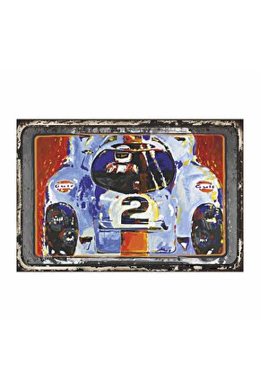 Klasik Araba Yarışı Porsche Daytona Champion 917 Retro Vintage Ahşap Poster