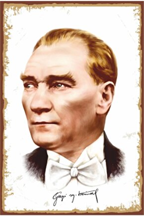 Mustafa Kemal Atatürk Portre Retro Ahşap Poster