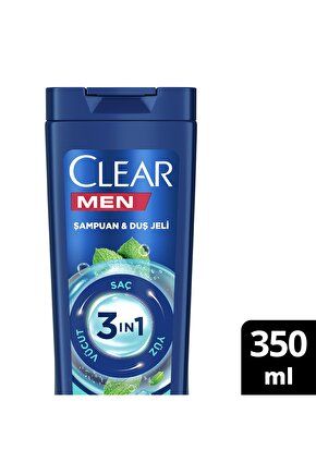 Men 3 In 1 Şampuan & Duş Jeli Ferahlatıcı Mentol Etkisi Saç Yüz Vücut Için 350 Ml