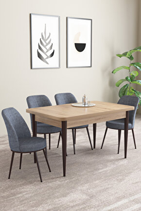 Emila Mese Desen 70x110 Sabit Mutfak Masası 4 Adet Sandalye