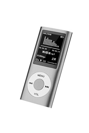 Hafıza Kartı Girişli Metal Gümüş Digital Renkli Ekranlı Mp3-Mp4 Çalar