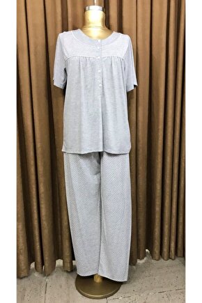 Pijama Takımı Yakasız Kısa Kol Patlı-24075