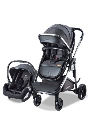 Bebek Arabası - Bc 440 Colarado Chrome - Travel Oto Koltuklu Krom Bebek Arabası - Siyah