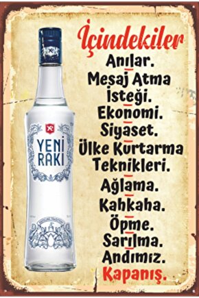 Türk Rakısının Içindekiler Retro Ahşap Poster