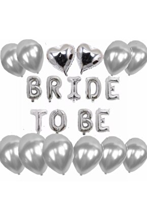 Gümüş Bride To Be Folyo Balon Latex Balon Bekatlığa Veda Balon Seti