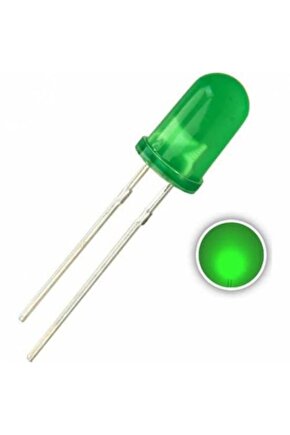 10 Adet - 5mm Diffused Led - Yeşil(green) - Arduino, Deney