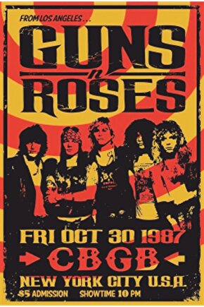 Guns N Roses -5 Müzik Grubu Retro Ahşap Poster