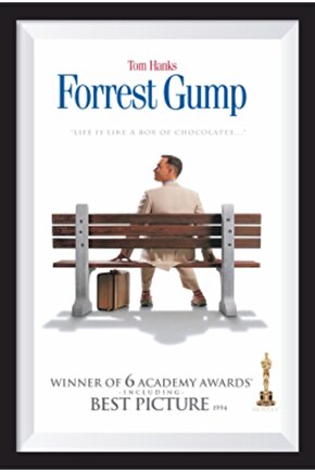 Forrest Gump Sinema Afişi Çerçeve Görünümlü Retro Ahşap Poster